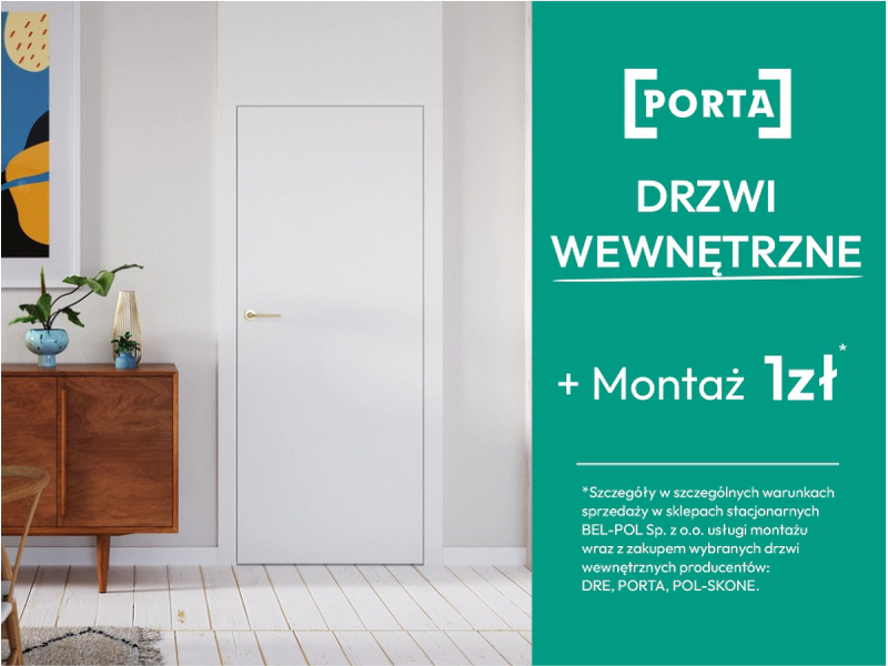 Oferta wybrane drzwi wewnętrzne PORTA z montażem za 1 zł